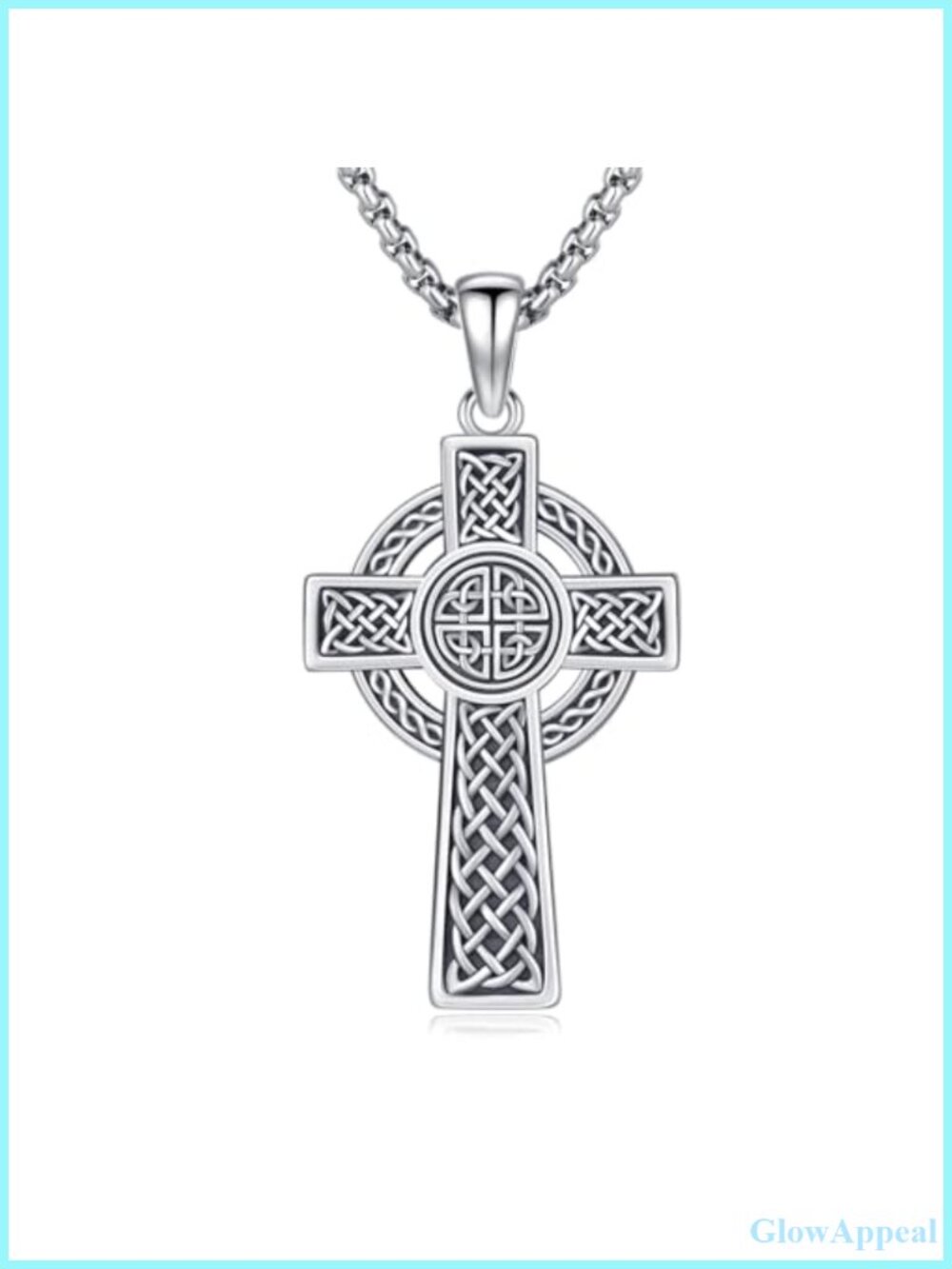 925 Sterling Silver Celtic Knot Cross Necklace Stainless Steel Chain